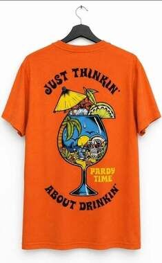 PARDY TIME Just Thinking about Drinkin Men's Sz Small T-shirt New Skull L300